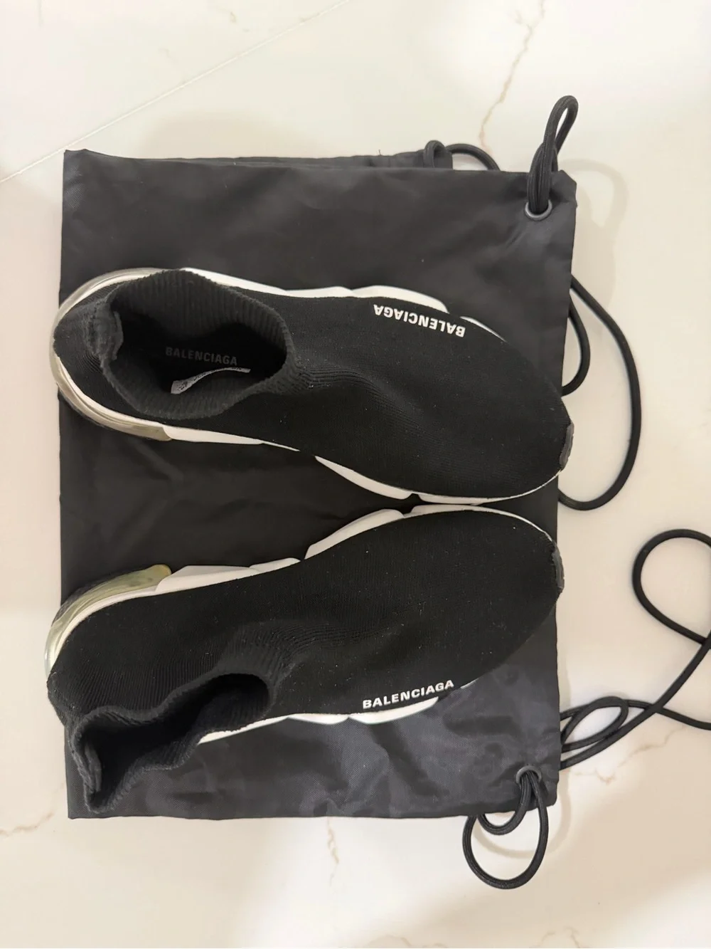 Balenciaga Black and White Stretch Knit Sock Sneakers